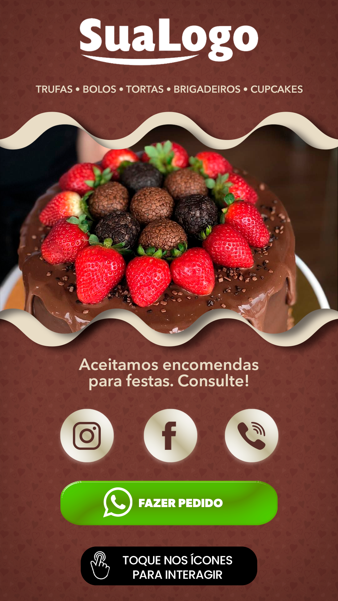 cartão de visita digital para Confeitarias